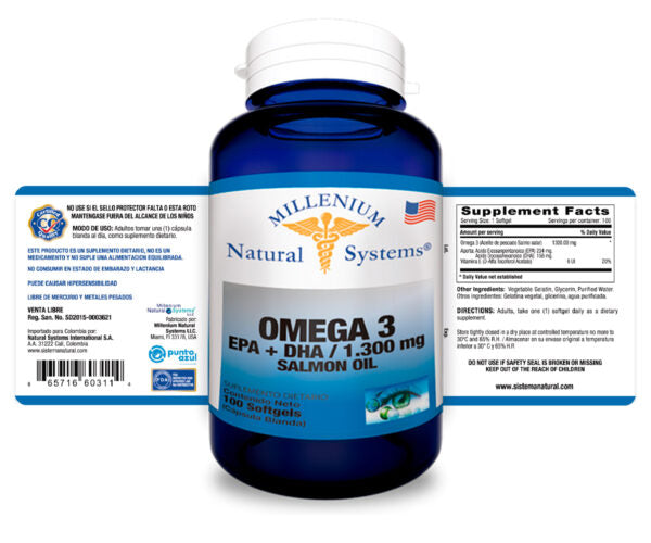 Omega 3 Salmón 1300 mg – 100 Cápsulas