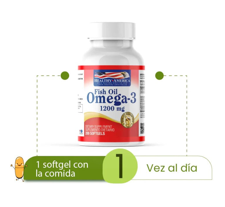 Omega 3 Healthy America – 200 Cápsulas | Pack x3